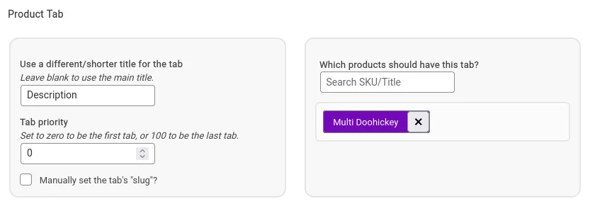 Custom Product Tab Options