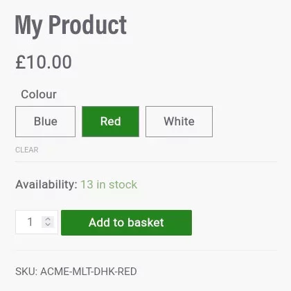 WooCommerce Product Variation radio buttons