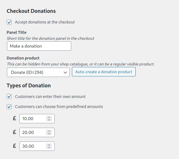 Configuring checkout donations