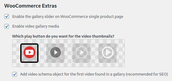 General video product gallery options