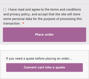 Cart-to-quote button on a WooCommerce checkout