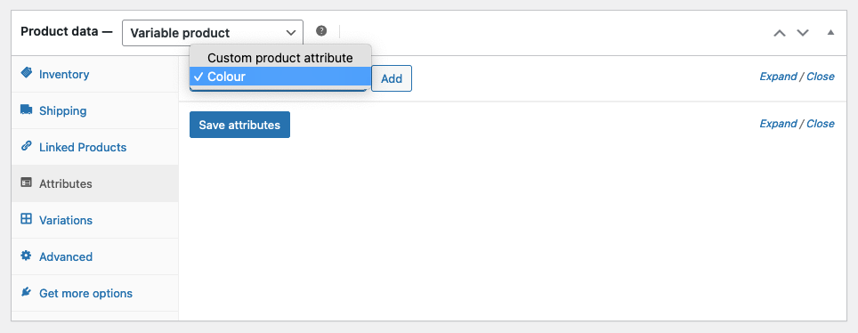 Selecting a WooCommerce attribute