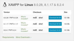 Different XAMPP download versions for Ubuntu