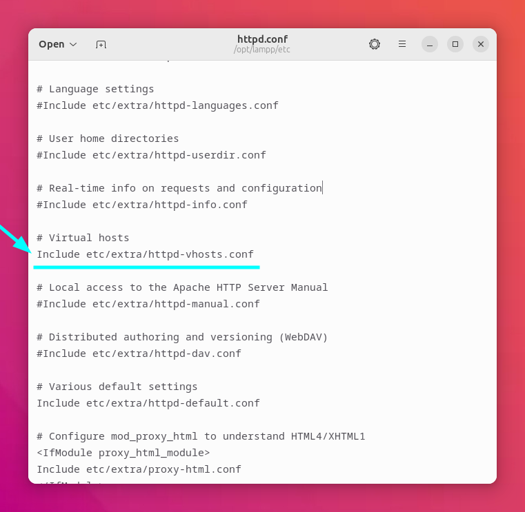Enable virtual hosts in XAMPP on Ubuntu