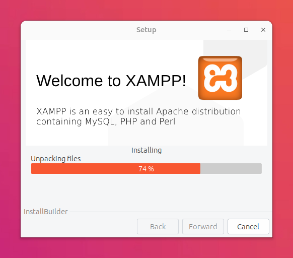 Installation progress of XAMPP on Ubuntu