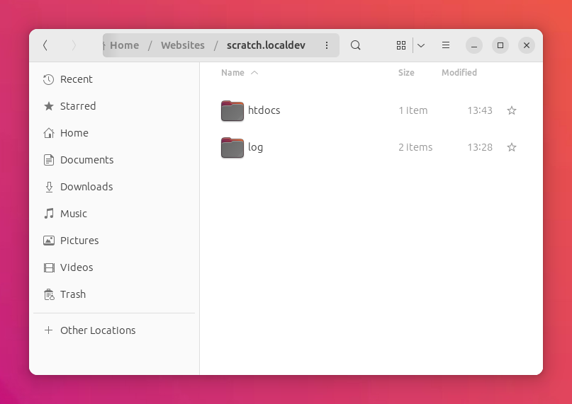 Individual vhost website folders on Ubuntu