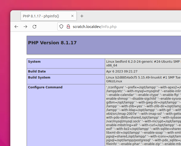 XAMPP serving phpinfo on Ubuntu