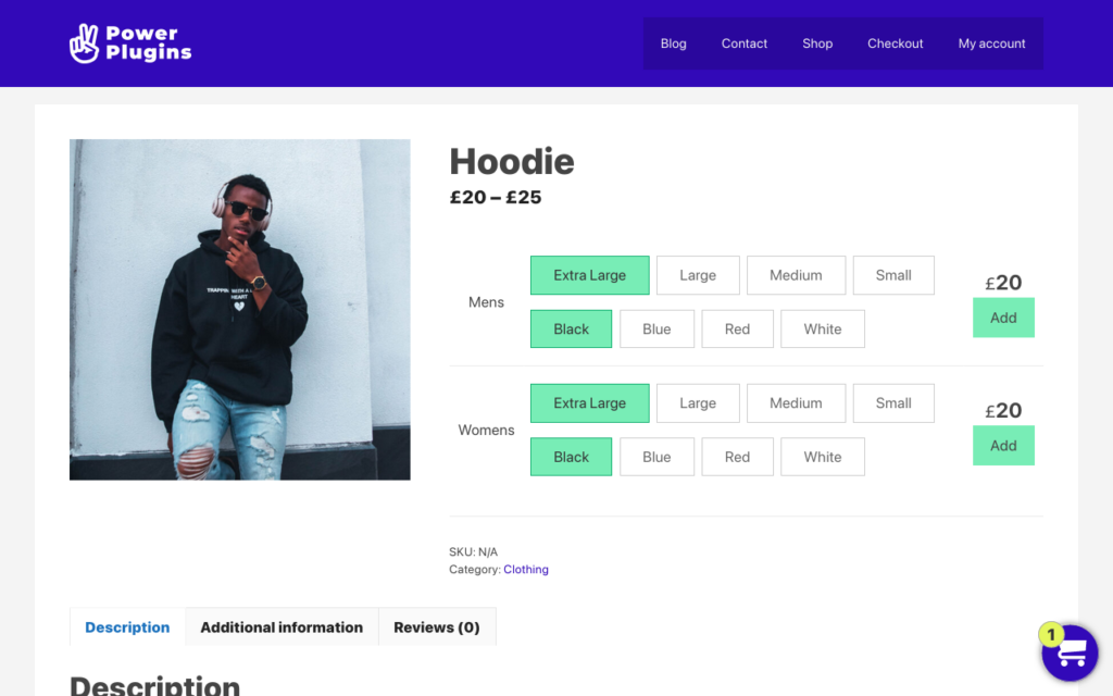 WooCommerce add-to-cart with a table of product variations